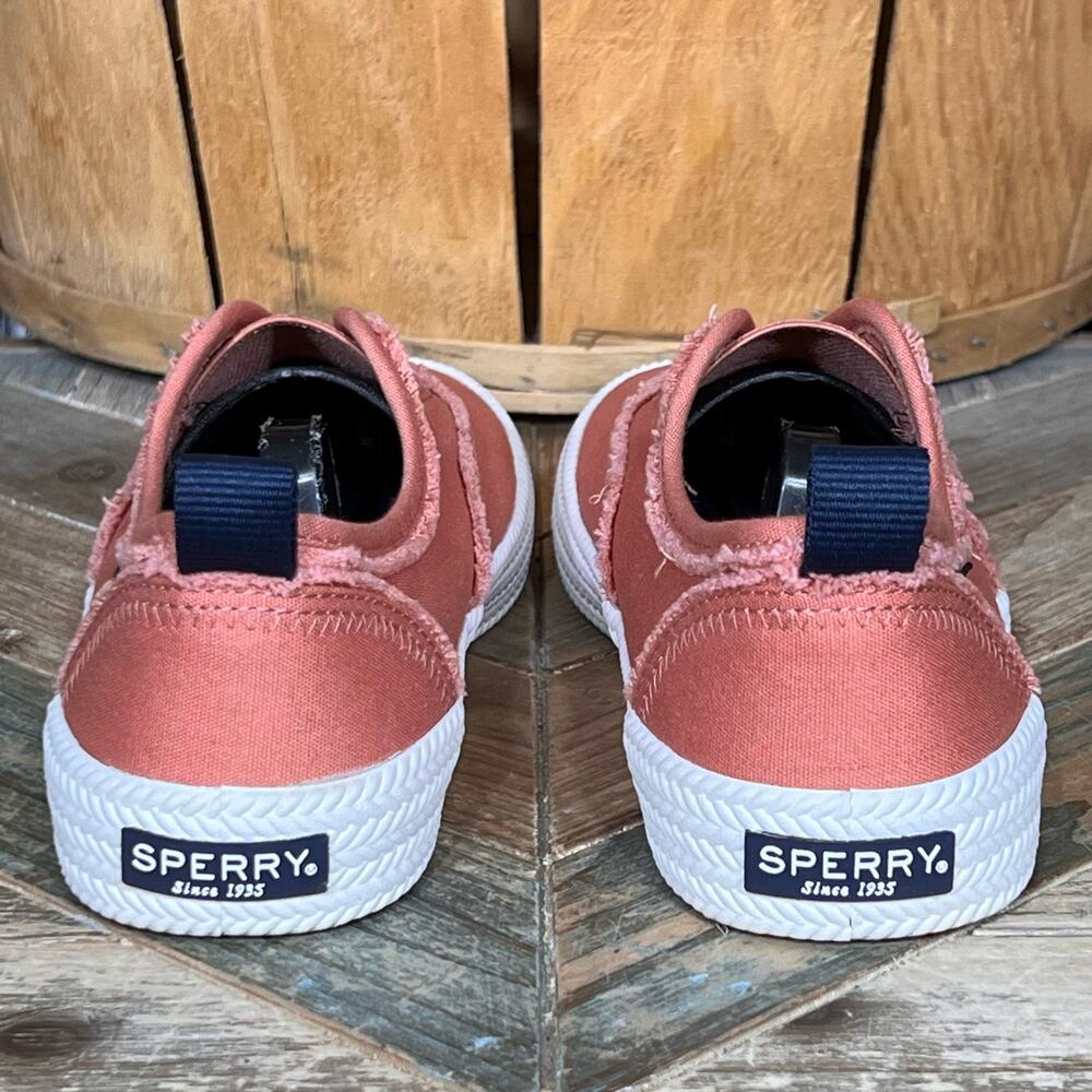 Sperry Crest Knot Washed Red Canvas Slip On Sneak… - image 6